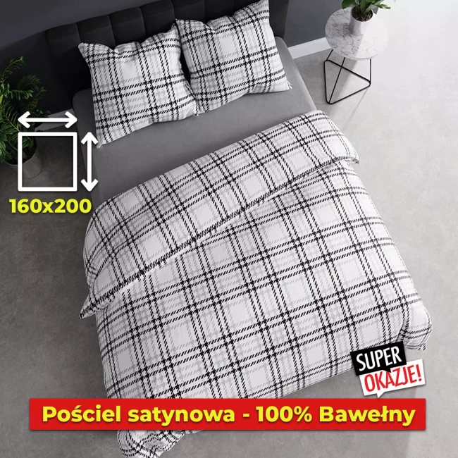 Pościel satynowa 100% bawełny do sypialni 160x200 nowoczesna